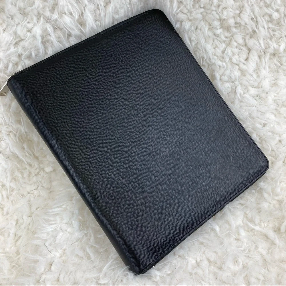 Fossil Leather Zip Tech Easel Tablet Organizer Case Black NWT